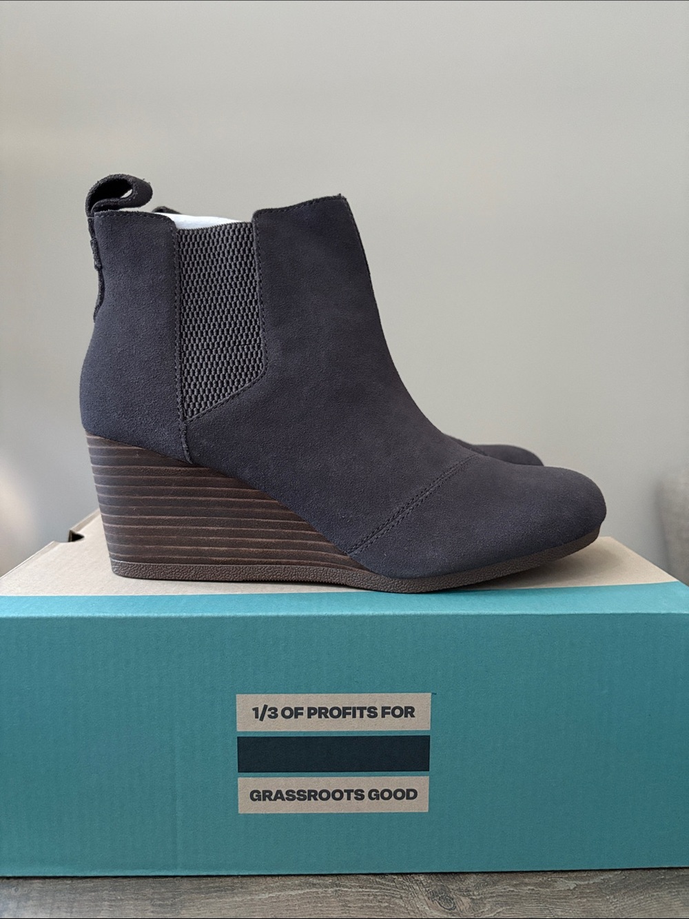 TOMS Kayley Suede Ankle Boots in Pavement Grey